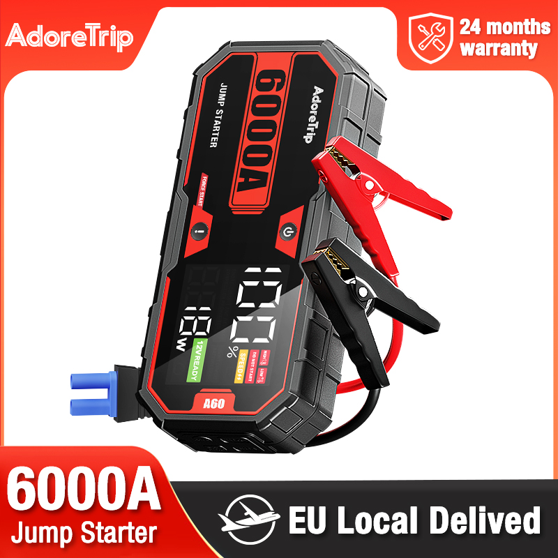 Portable Jump Starter - AdoreTrip 6000A パワーバンク ポータブルカージャンプスターター 12V 自動車バッテリー充電器