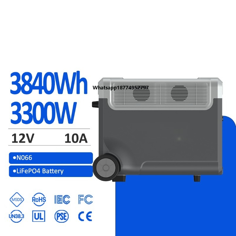 Portable Jump Starter - SAMAS 3840wh3300W ポータブルエネルギーステーション（追加バッテリーパック付き、ソーラー充電対応、純正弦波インバーター＆ジャンプスターター）