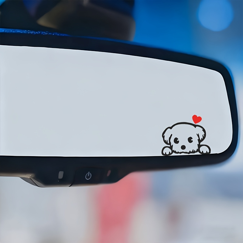 Car Accessories On Amazon - 2枚セットのかわいい漫画犬の楽しいビニールステッカー、車、SUV、バイクの窓、壁、バックミラー、車内装飾アクセサリー用
