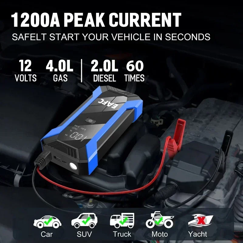 ポータブル緊急始動充電器,カースターター,バッテリー始動装置 - Portable Jump Starter のレビューと価格