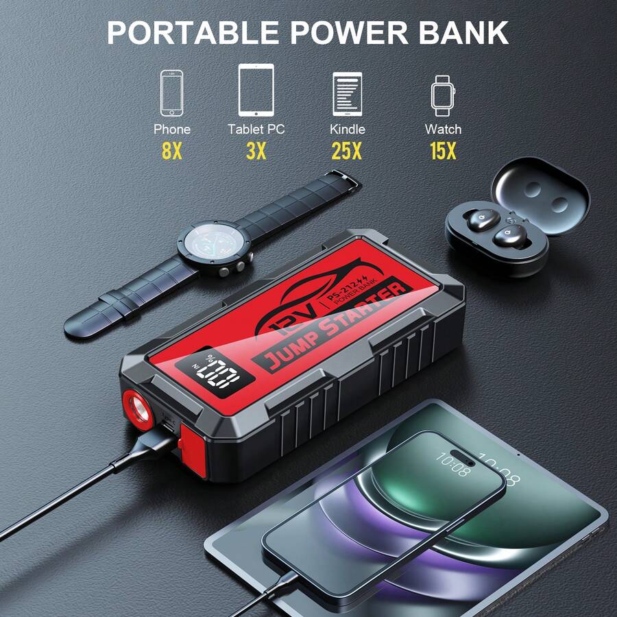 8000Aカー ジャンプスターター、12Vジャンプスターター - Portable Jump Starter のレビューと価格