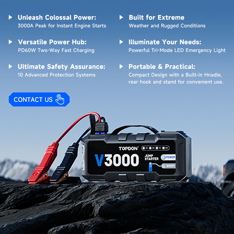 TOPDON V3000 3000A PD60W 双方向急速 - Portable Jump Starter のレビューと価格