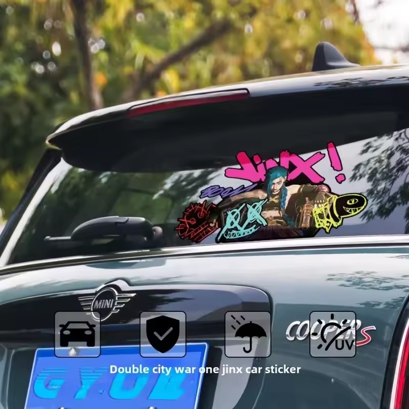 Arcane Jinx グラフィティ反射車ステッカー電動バイ - Car Accessories On Amazon のレビューと価格
