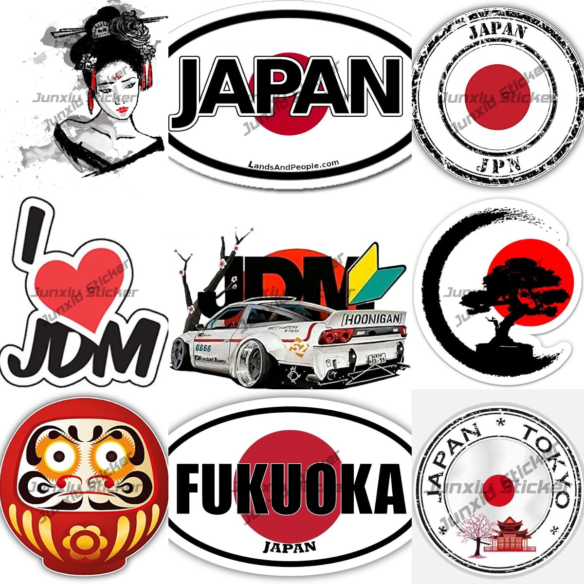 日本文化スタンプ丸ステッカー、東京空手、盆栽、日本書道円芸者 - Car Accessories In Tokyo のレビューと価格