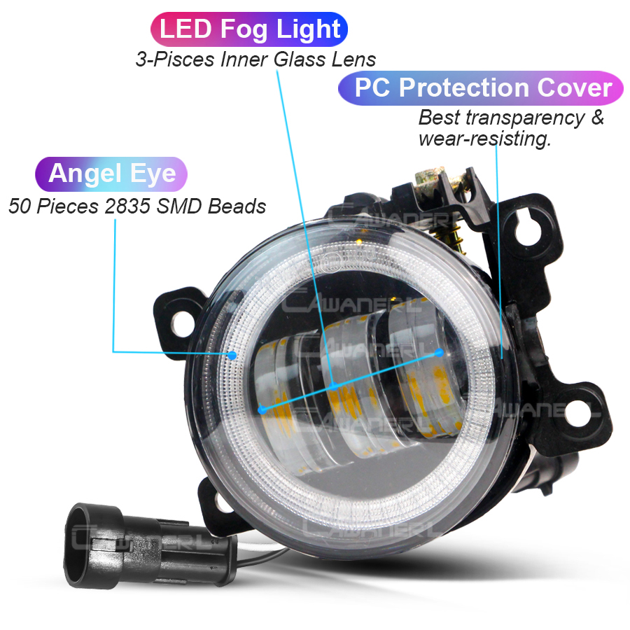 エンジェルアイ付きLEDフォグ,車用,2x30W,h11,1 - Car Accessories Xcent のレビューと価格